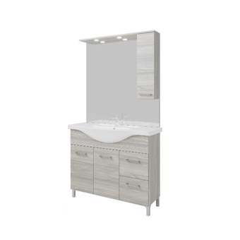 GLORIA RUBINO - 105 ROVERE GRIGIO ΠΑΓΚΟΣ ΜΕ ΠΟΡΤΕΣ (67-1051) ΜΕ ΝΙΠΤΗΡΑ ΠΟΡΣΕΛΑΝΗΣ (27-1051) & ΚΑΘΡΕΠΤΗ ΜΕ ΝΤΟΥΛΑΠΙ ΚΑΙ ΦΩΣ LED (67-1050) - HUIDA