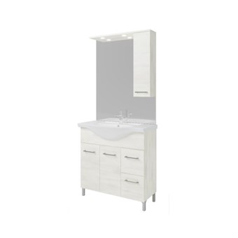 GLORIA RUBINO - 85 ROVERE BIANCO ΠΑΓΚΟΣ ΜΕ ΠΟΡΤΕΣ (68-8542) ΜΕ ΝΙΠΤΗΡΑ ΠΟΡΣΕΛΑΝΗΣ (27-8542) & ΚΑΘΡΕΠΤΗ ΜΕ ΝΤΟΥΛΑΠΙ ΚΑΙ ΦΩΣ LED (68-8540) - HUIDA