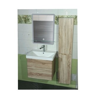 GLORIA SALOON 60 CURRY / MDF ΠΑΓΚΟΣ ΣΚΕΤΟΣ (56-6104) ΜΕ ΝΙΠΤΗΡΑ ΠΟΡΣΕΛΑΝΗΣ (27-6010) & ΚΑΘΡΕΠΤΗ NINO LED (77-7141) - HUIDA