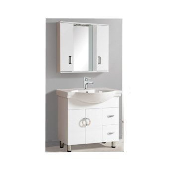 GLORIA LONG LIFE 80 WHITE ΠΑΓΚΟΣ ΜΕ ΠΟΡΤΕΣ (56-3004) ΜΕ ΝΙΠΤΗΡΑ ΠΟΡΣΕΛΑΝΗΣ (27-3004) & ΕΡΜΑΡΙΟ FINO CRESO 2 ME ΦΩΤΑ LED (15-0010) - HUIDA