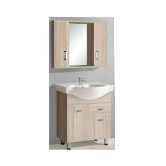 GLORIA LONG LIFE 70 ZEBRA ΠΑΓΚΟΣ ΜΕ ΣΥΡΤΑΡΙΑ (48-3003) ΜΕ ΝΙΠΤΗΡΑ ΠΟΡΣΕΛΑΝΗΣ (17-3003) & ΕΡΜΑΡΙΟ FINO BEIGE ΜΕ ΦΩΤΑ LED (48-0008) - HUIDA