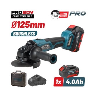 BORMANN - BBP5130 PRO ΓΩΝΙΑΚΟΣ ΤΡΟΧΟΣ ΜΠΑΤΑΡΙΑΣ BRUSHLESS 20V Φ 125mm 1x4Ah PRO (035138)