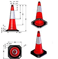 DOORADO - ΚΩΝΟΣ ΣΗΜΑΝΣΗΣ ΠΛΑΣΤΙΚΟΣ 75cm ΜΕ ΒΑΡΙΑ ΛΑΣΤΙΧΕΝΙΑ ΒΑΣΗ (PARK-DH-PE-2)