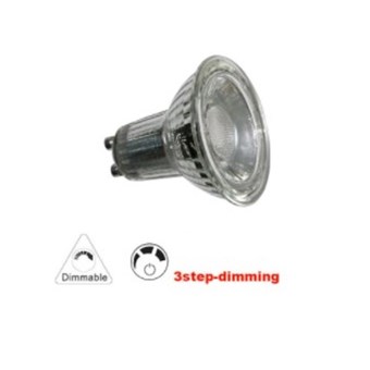 LED ΛΑΜΠΑ ADELEQ  GU10 SMD ΓΥΑΛΙΝΗ 6W 230V 40° ΝΤΙΜΑΡΙΣΜΑ 3 ΕΠΙΠΕΔΩΝ ΘΕΡΜΟ ΦΩΣ 3000Κ (13-1016009)