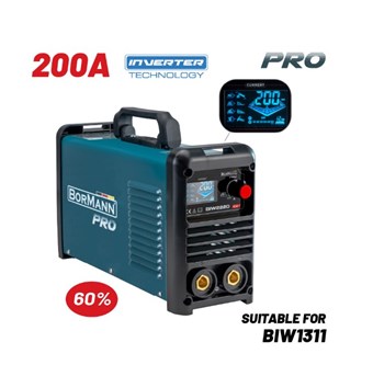 BORMANN - BIW2220 ΗΛΕΚΤΡΟΚΟΛΛΗΣΗ INVERTER ΑΠΟΔΟΣΗ 200Α/60% ΨΗΦ.ΟΘΟΝΗΣ ΜΕΓ.ΗΛΕΚΤΡΟΔΙΟ 4mm ΠΕΡΙΛΑΜΒΑΝΕΙ ΕΞΑΡΤΗΜΑΤΑ