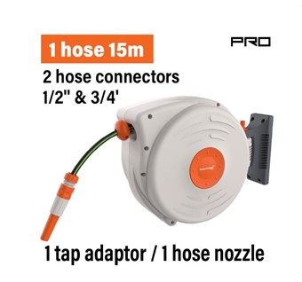 NAKAYAMA - GH9160 ΑΝΕΜΗ ΠΟΤΙΣΜΑΤΟΣ ΤΟΙΧΟΥ ΑΥΤΟΜΑΤΗ ΜΕ ΛΑΣΤΙΧΟ 15m 1/2inch & 4 ΕΞΑΡΤΗΜΑΤΑ ΠΕΡΙΣΤΡΟΦΗ 180° (062547)