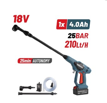 BORMANN - BPW1100 ΠΛΥΣΤΙΚΟ ΜΠΑΤΑΡΙΑΣ 25Bar 180Lt/H 1.7Kg 4Ah ΠΙΣΤΟΛΙ 