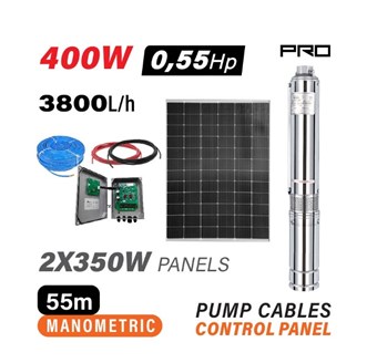 NAKAYAMA Pro NP2220 Αντλία Νερού με Φωτοβολταικό 48W,400W, Mέγιστο Μανομετρικό 55m,Σετ 2 Πάνελ 700W (080053)